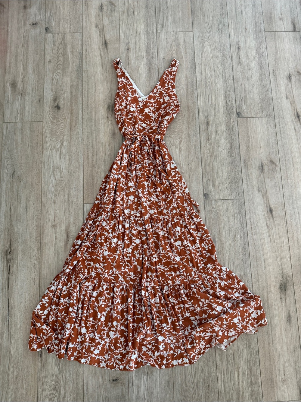Cynthia Rowley Rust, Floral V-Neck Maxi Dress
